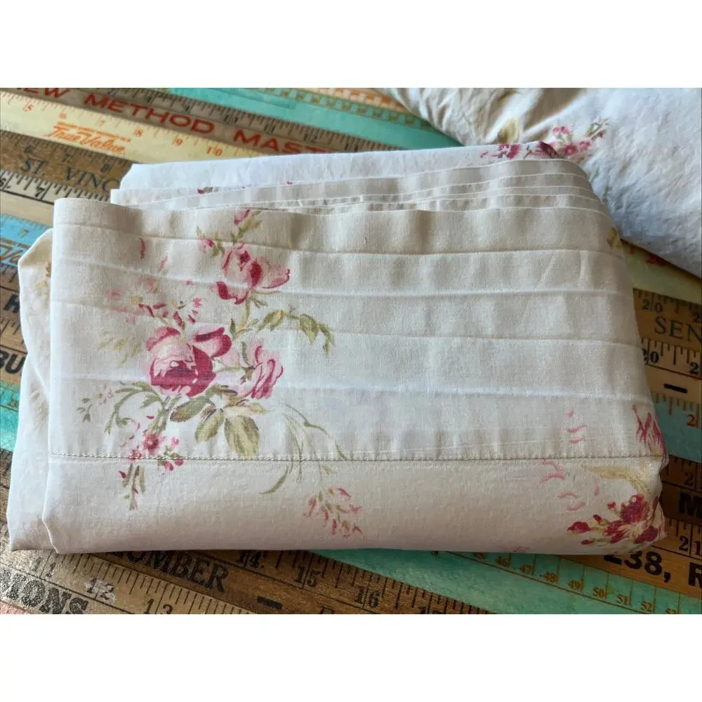 Vtg Chaps Essex Garden Cottage Shabby Rose Floral Sheet Set Twin Ralph Lauren